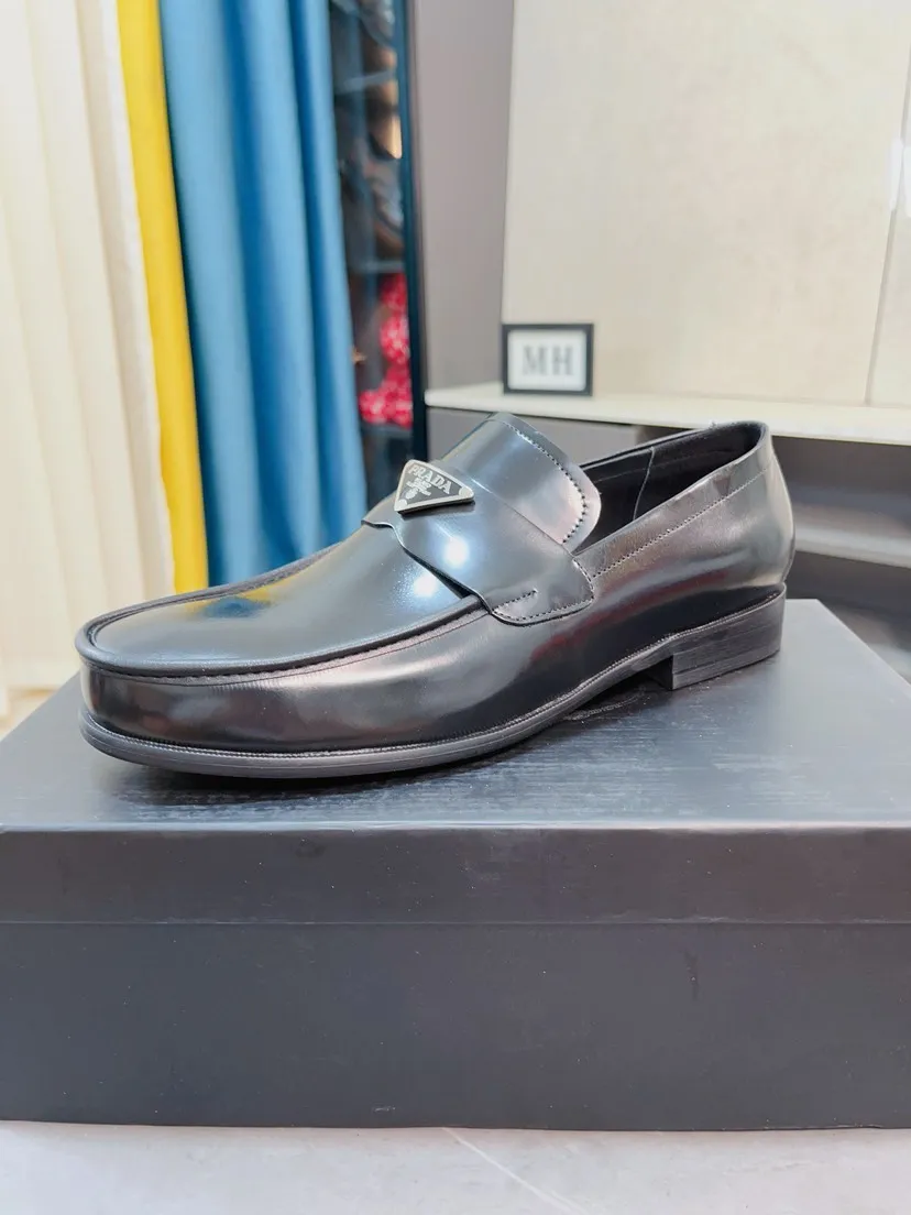 Men's shoes 💰540🌹🌹【PRADA Leather Shoes】Top purchasing agency Original imported Italian custom-made open-edge beaded cowhide leather surface, fully imported water-dyed breathable cowhide lining, original factory special molded sole super comfortable, size: 38-44